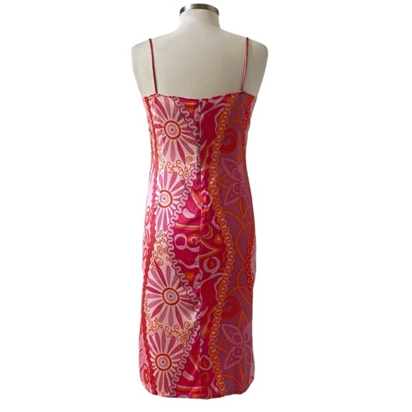 Girlfriend by Silversilk Pink Print Sleeveless Scoop Neck Silk Dress Size Medium - Picture 5 of 6